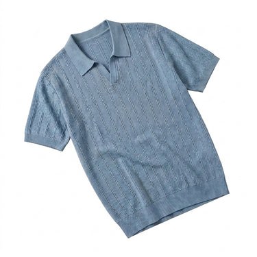 Men’s Ribbed Knit Polo Shirt-Polo Shirt for men-CaldwellVoss