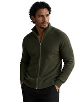 Men’s Ribbed Knit Zip Up Cardigan-Cardigan for men-CaldwellVoss