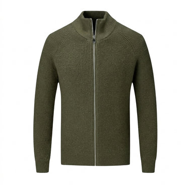 Men’s Ribbed Knit Zip Up Cardigan-Cardigan for men-CaldwellVoss