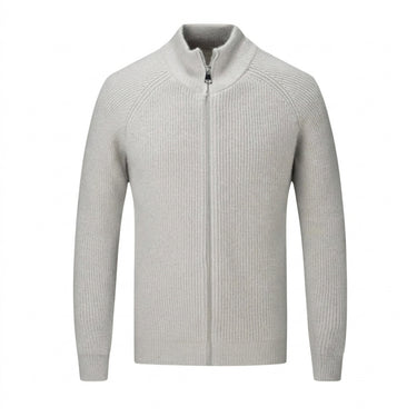 Men’s Ribbed Knit Zip Up Cardigan-Cardigan for men-CaldwellVoss