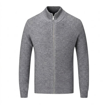 Men’s Ribbed Knit Zip Up Cardigan-Cardigan for men-CaldwellVoss