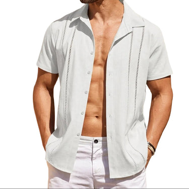 Men's Short Sleeve Shirt With Vertical Decorative Panels-Shirt for men-CaldwellVoss