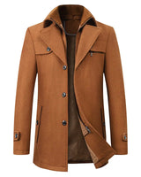 Men’s Stand Collar Overcoat with Zip and Button Closure-Coats for men-CaldwellVoss