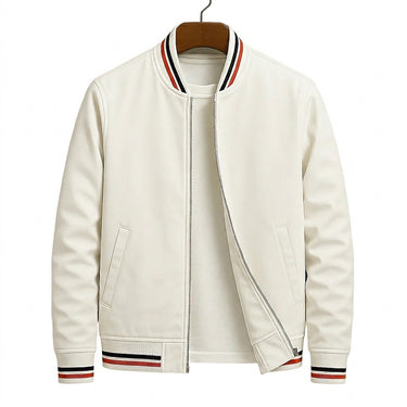 Men’s Striped Trim Bomber Jacket-Jackets for men-CaldwellVoss
