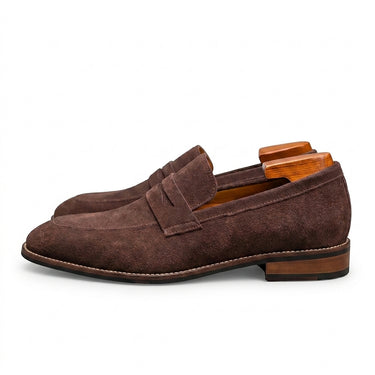 Men’s Suede Penny Loafers with Apron Toe-Footwear for men-CaldwellVoss