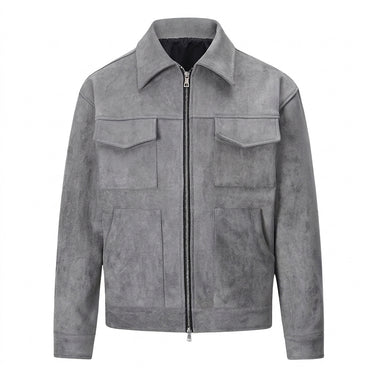 Men’s Suede Texture Zip-Up Jacket-Jackets for men-CaldwellVoss