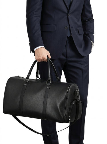 Men’s Textured Duffel Bag with Top Handles-unisex bags-CaldwellVoss