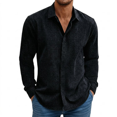 Men’s Textured Long Sleeve Button Down Shirt-Shirts for men-CaldwellVoss
