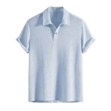 Men’s Textured Short Sleeve Polo Shirt with Button Placket-T-shirt for men-CaldwellVoss