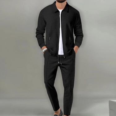 Men’s Textured Zip-Up Jacket and Trousers Matching Set-Sets for Men-CaldwellVoss