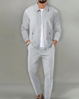 Men’s Textured Zip-Up Jacket and Trousers Matching Set-Sets for Men-CaldwellVoss