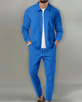 Men’s Textured Zip-Up Jacket and Trousers Matching Set-Sets for Men-CaldwellVoss