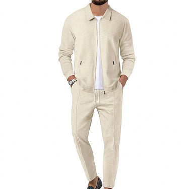 Men’s Textured Zip-Up Jacket and Trousers Matching Set-Sets for Men-CaldwellVoss