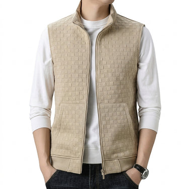 Men’s Textured Zip-Up Sleeveless Vest-Jacket for women-CaldwellVoss