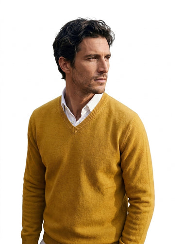 Men’s V-Neck Long Sleeve Knit Sweater-Sweaters for men-CaldwellVoss