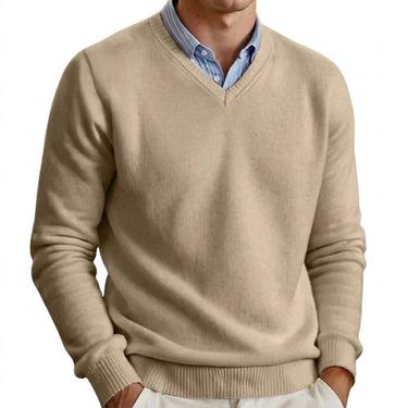 Men’s V-Neck Long Sleeve Knit Sweater-Sweaters for men-CaldwellVoss