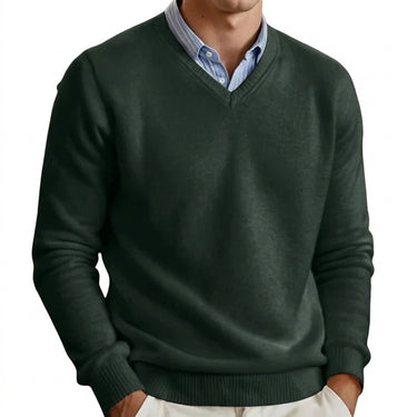 Men’s V-Neck Long Sleeve Knit Sweater-Sweaters for men-CaldwellVoss