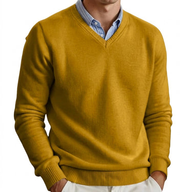 Men’s V-Neck Long Sleeve Knit Sweater-Sweaters for men-CaldwellVoss