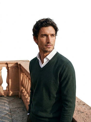 Men’s V-Neck Long Sleeve Knit Sweater-Sweaters for men-CaldwellVoss