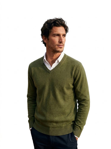 Men’s V-Neck Long Sleeve Knit Sweater-Sweaters for men-CaldwellVoss