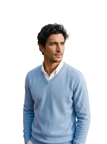 Men’s V-Neck Long Sleeve Knit Sweater-Sweaters for men-CaldwellVoss
