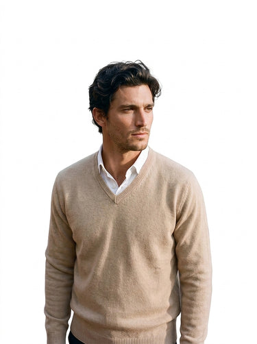 Men’s V-Neck Long Sleeve Knit Sweater-Sweaters for men-CaldwellVoss