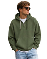 Men’s Waffle Knit Quarter Zip Hoodie-Sweaters for men-CaldwellVoss