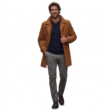Men’s Wool Blend Overcoat with Inner Zip Layer-Jackets for men-CaldwellVoss