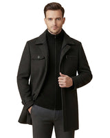 Men’s Wool Blend Overcoat with Inner Zip Layer-Jackets for men-CaldwellVoss
