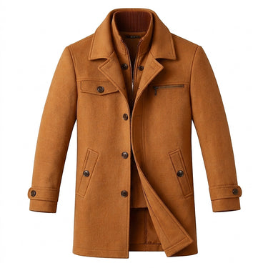 Men’s Wool Blend Overcoat with Inner Zip Layer-Jackets for men-CaldwellVoss
