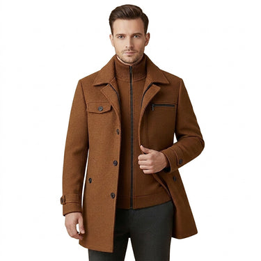 Men’s Wool Blend Overcoat with Inner Zip Layer-Jackets for men-CaldwellVoss