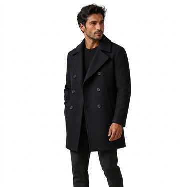 Men’s Wool Blend Peacoat with Notched Lapels-Coats for men-CaldwellVoss