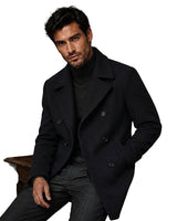 Men’s Wool Blend Peacoat with Notched Lapels-Coats for men-CaldwellVoss