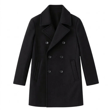 Men’s Wool Blend Peacoat with Notched Lapels-Coats for men-CaldwellVoss
