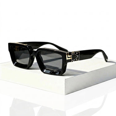 Unisex Rectangular Frame Sunglasses with Metallic Accents-Sunglasses-CaldwellVoss