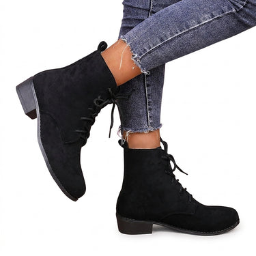 Women’s Ankle Boots with Block Heel and Lace-Up Closure-Footwear for women-CaldwellVoss