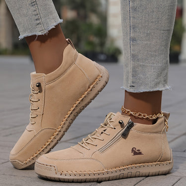 Women’s Ankle Boots with Side Zipper and Lace-Up Front-Footwear for women-CaldwellVoss