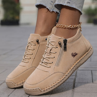 Women’s Ankle Boots with Side Zipper and Lace-Up Front-Footwear for women-CaldwellVoss