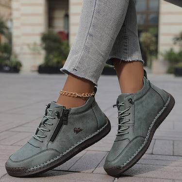 Women’s Ankle Boots with Side Zipper and Lace-Up Front-Footwear for women-CaldwellVoss