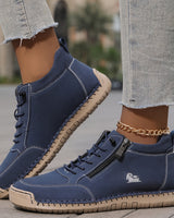 Women’s Ankle Boots with Side Zipper and Lace-Up Front-Footwear for women-CaldwellVoss