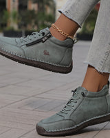 Women’s Ankle Boots with Side Zipper and Lace-Up Front-Footwear for women-CaldwellVoss