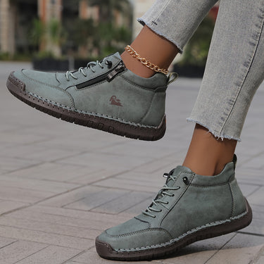Women’s Ankle Boots with Side Zipper and Lace-Up Front-Footwear for women-CaldwellVoss