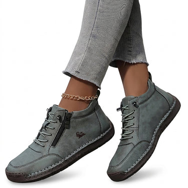 Women’s Ankle Boots with Side Zipper and Lace-Up Front-Footwear for women-CaldwellVoss