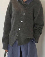 Women’s Asymmetric Button Knit Cardigan-Cardigans for women-CaldwellVoss