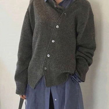 Women’s Asymmetric Button Knit Cardigan-Cardigans for women-CaldwellVoss