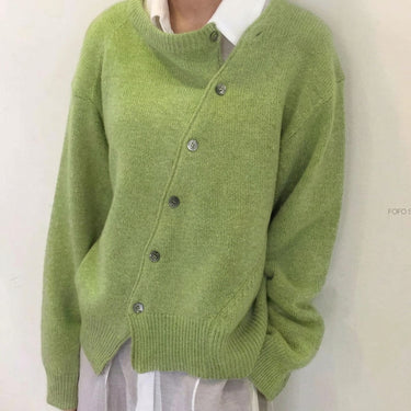 Women’s Asymmetric Button Knit Cardigan-Cardigans for women-CaldwellVoss