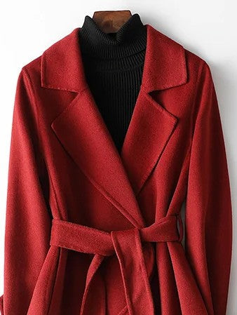 Women’s Belted Wrap Coat with Notched Lapels-Coats for women-CaldwellVoss