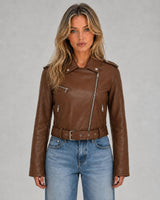 Women’s Biker Jacket with Asymmetric Zip and Belt-Jacket for women-CaldwellVoss