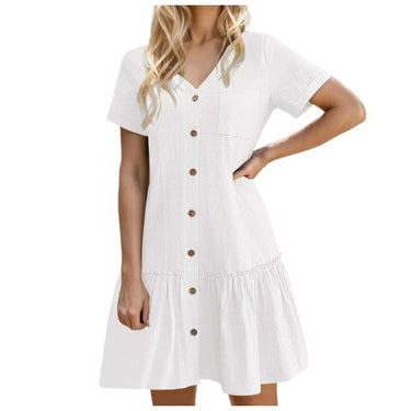 Women’s Button Front Mini Shirt Dress-Mini Dress-CaldwellVoss