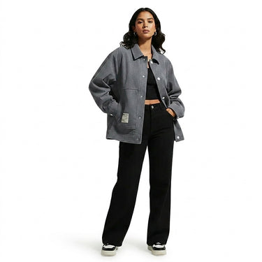 Women’s Button-Up Shirt Jacket with Patch Pockets-Jacket for women-CaldwellVoss
